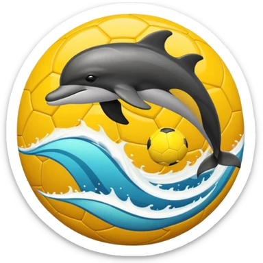 Yellow black dolphin cirkle wave soccerball sticker