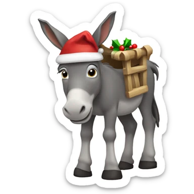 Donkey with a Christmas manger sticker
