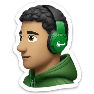 Lacoste headphone latin guy with black windbreaker sticker