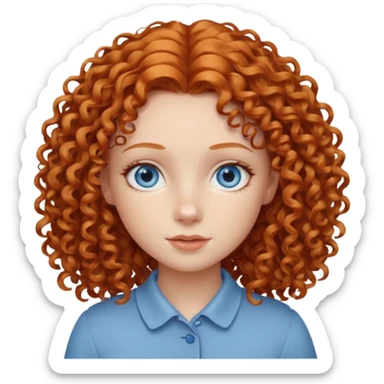 Girl with blue eyes with ginger curly hair sticker