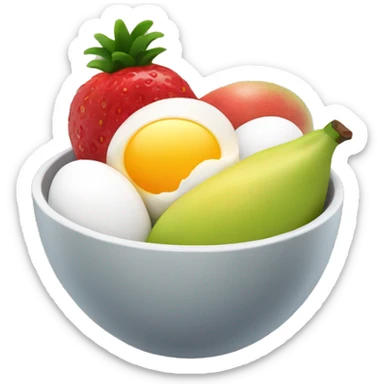 A BOWL OF FRUIT WITH A EGG IN IT sticker