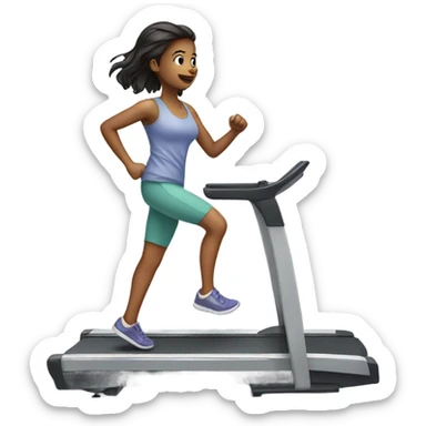 Girl walking on treadmill  sticker