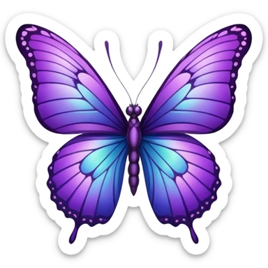 Purple butterfly with sharp ends on each wing sticker