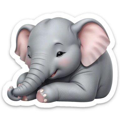 Meme-Worthy Cute Sleeping Elephant Portrait Emoji, Head resting peacefully with a contented smile, showcasing a massive, gentle build and a luxuriously soft gray hide, eyes shut in a serene, restful nap, Simplified yet hilariously adorable features, highly detailed, glowing with a soft, drowsy light, high shine, relaxed and utterly lovable, stylized with an air of playful laziness, bright and heartwarming, soft glowing outline, capturing the essence of a comically sleepy elephant, so meme-worthy it feels like it could instantly become the next viral sensation of adorable slumber! sticker