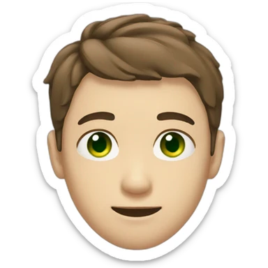 japanese guy with green eyes and brown hair sticker