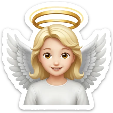 angel, smiling face, halo, white wings sticker
