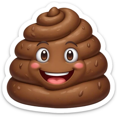 A pile of poop with face sticker