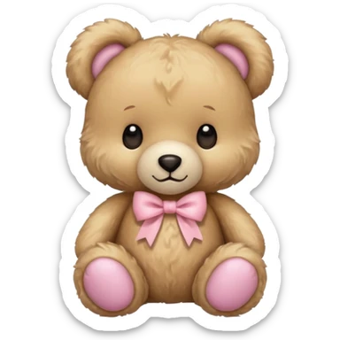 teddy bear with pastel pink bow sticker