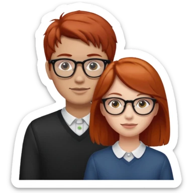 Red headed girl with glasses and brown haired boy sticker