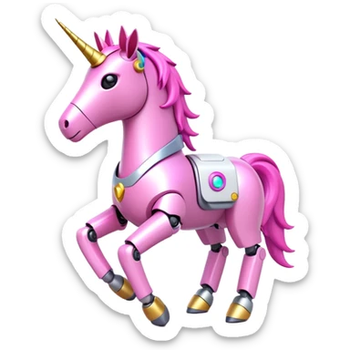 3d robotic unicorn in all pink suit sticker
