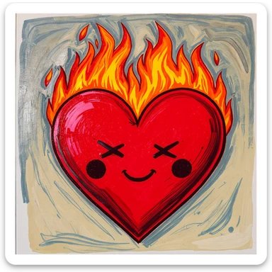 emo heart with flames sticker