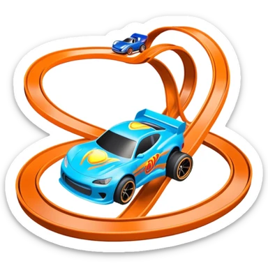 Racecar doing a looptyloop on a hot wheels track sticker