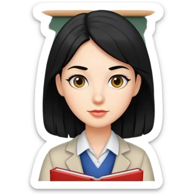 Teacher girl with black hair  sticker