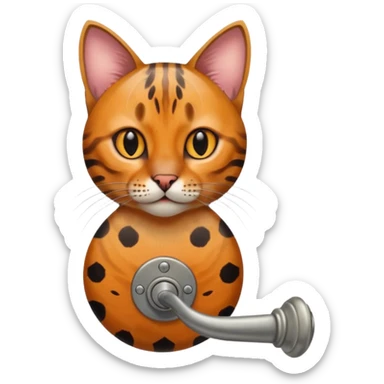 A bobtailed bengal turning a doorknob sticker
