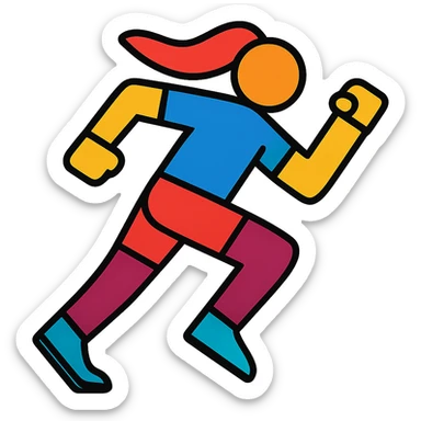 a running figure symbolizing movement, dynamic and energetic style with vibrant colors sticker