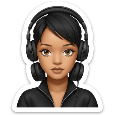 rihanna Black Headphones sticker