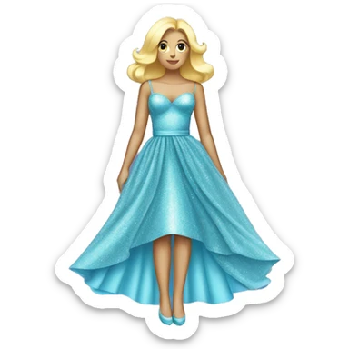 Sparkly pastel blue dress covered in glitter. sticker