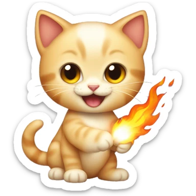 kitten holding flare that is on fire sticker
