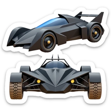  the animated series aerodynamic futuristic Batmobile loosely based on 1936 school bus (flat long straight faceted mechanical body) stealthy town hot rod desert sand racing buggy  sticker