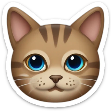 Gato gordo, de ojos azules, de pelaje beige con ligeras lineas marrones y cola peluda de color marron oscuro navegando en un barquito sticker