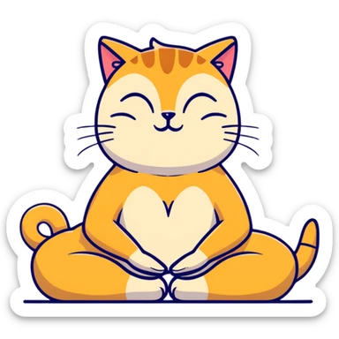 cat doing yoga camel pose with arched back sticker