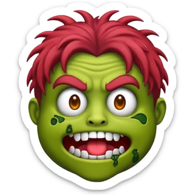 Faça um zumbi estilo emojis de iPhone, de uma moça parda dos cabelos ondulados  sticker