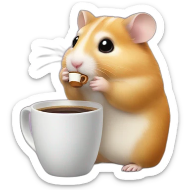 Hamster drinking coffee sticker