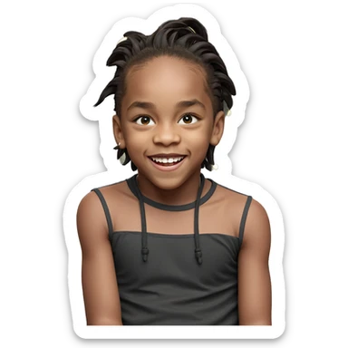 smiling boy by christmas tree sticker