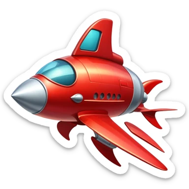 1950s retro rocket ship with fins sticker
