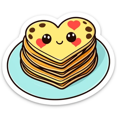 heart shaped pancakes, kawaii style sticker