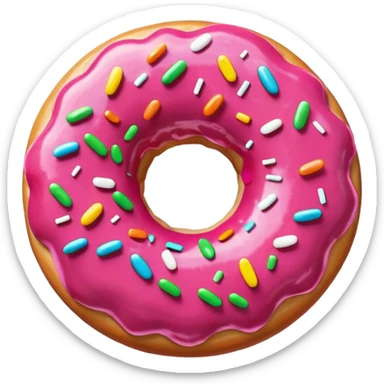 Pink glazed donut with sprinkles sticker