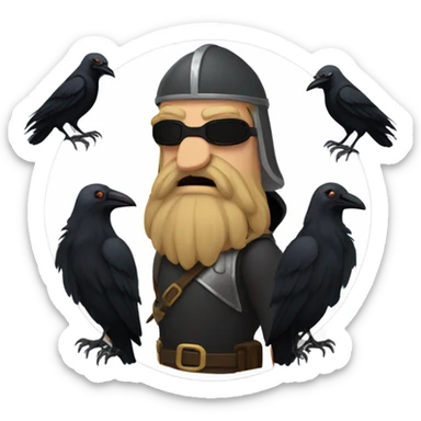 Odin eye patch and crows  sticker