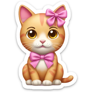 Pink cat with a bow on her ear sticker