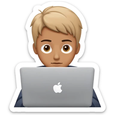 persona con una laptop, trabajando sola sticker