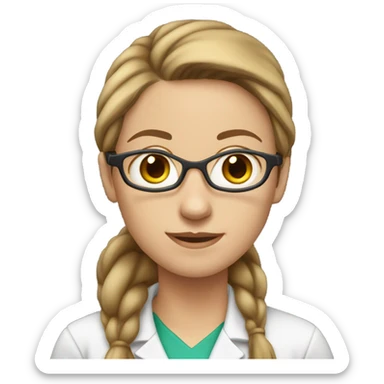 femail young biology professor with light brown hair in ponytail and white skin sticker