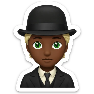 chat noir avec chapeau melon sticker