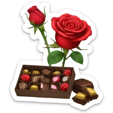 Red rose and chocolates  sticker