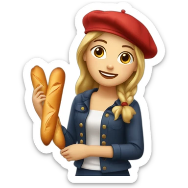 french-girl-with-baguette-and-beret sticker