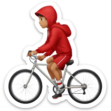 Wearing a red hoodie on a bicycle  sticker