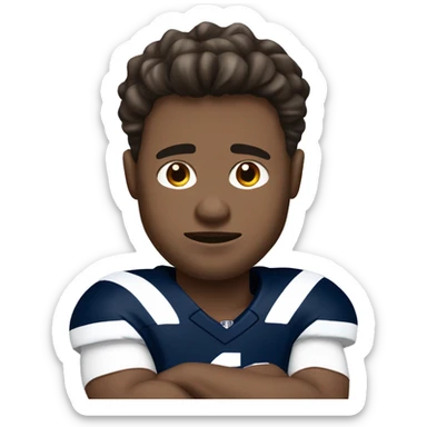 Guy with brown hair sleeping with a Penn state jersey sticker