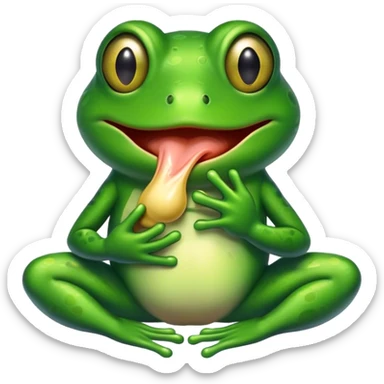A frog swallowing his own hand sticker