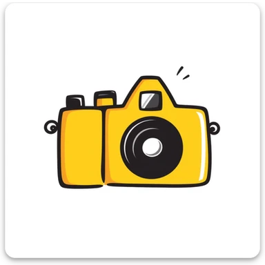 Hand-drawn vintage Kodak camera with yellow casing sticker