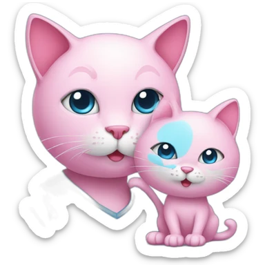 A pink cat and a Blue mouse sticker