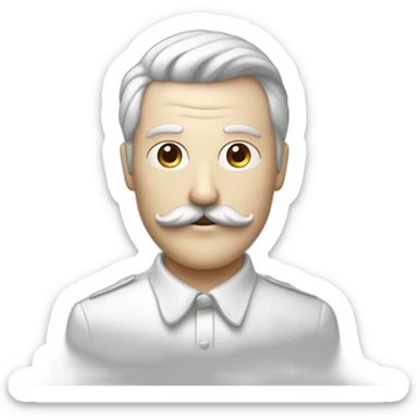 homme blanc avec une moustache carré les cheveux lisse plaqué sur le côté sticker