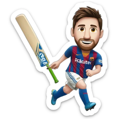 Messi playing cricket sticker