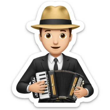 Man with suit and panama hat playing accordion  sticker