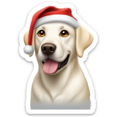 White Labrador dog wearing  Santa hat sticker