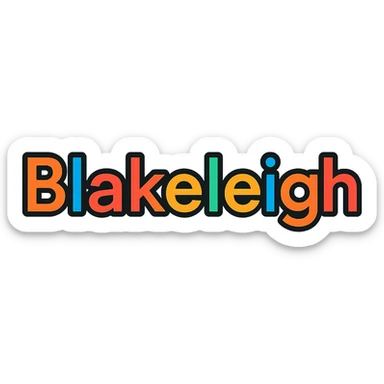 bold modern wordmark logo of Blakeleigh with color outlines sticker