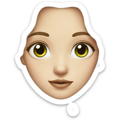 white woman with green eyes and wavy medium dark hair and big eyes with long eyelashes sticker