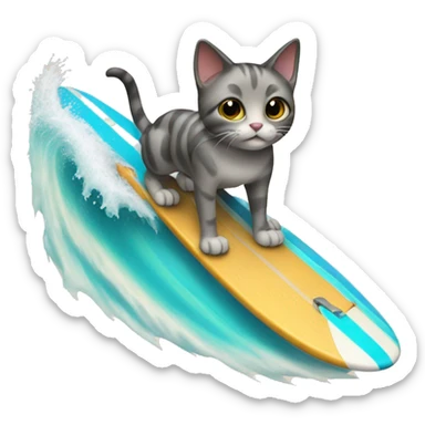 cat surfing on a surf board sticker